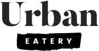 Logo of Urban Eatery with bold black and white text.