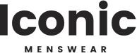 Logo of Iconic Menswear in black text.
