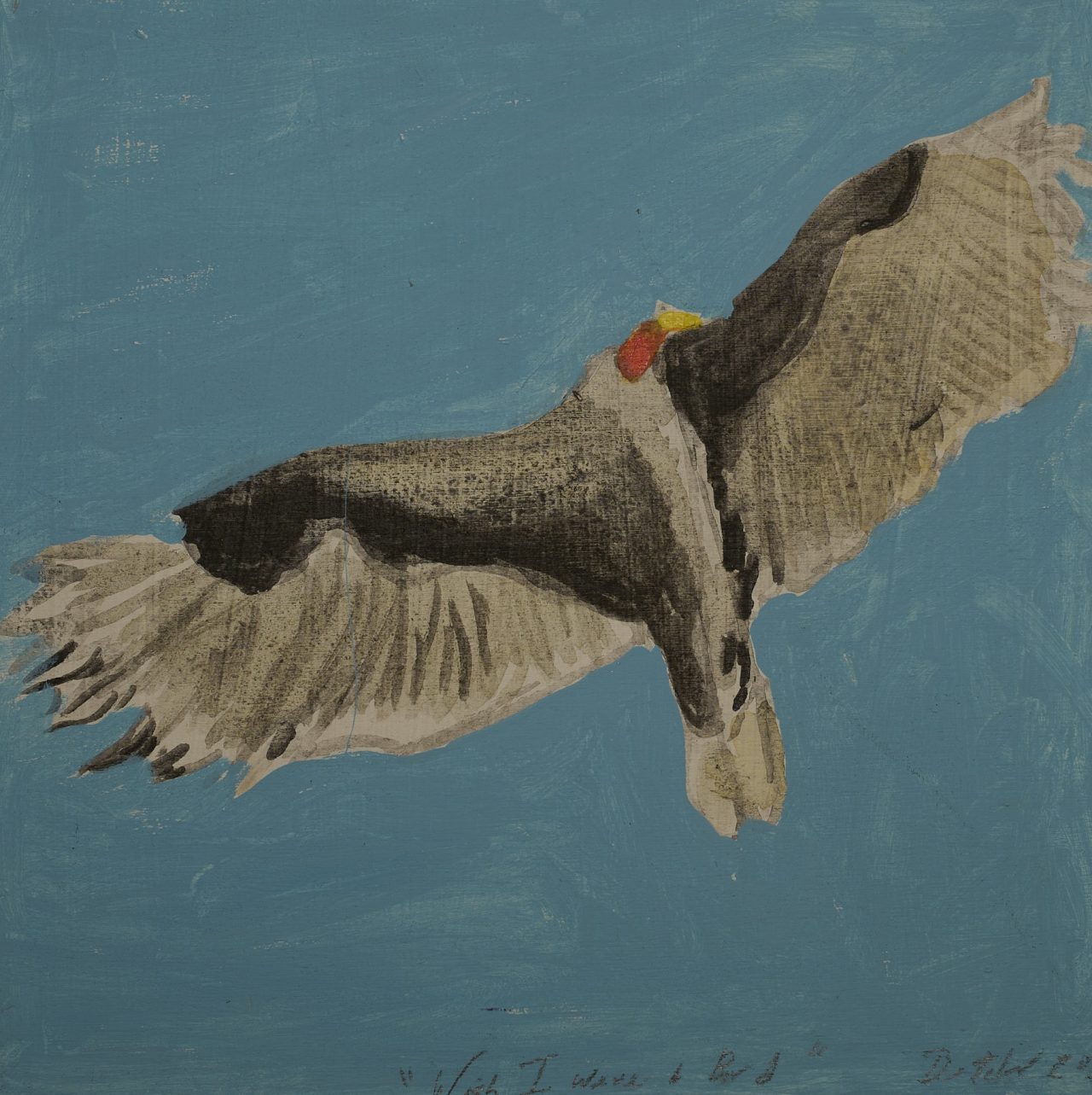 A large bird with outstretched wings soaring in the sky.