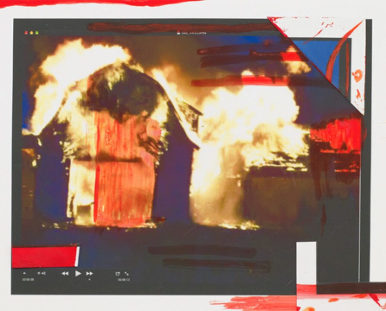 A person engulfed in flames during a fiery stunt or accident.